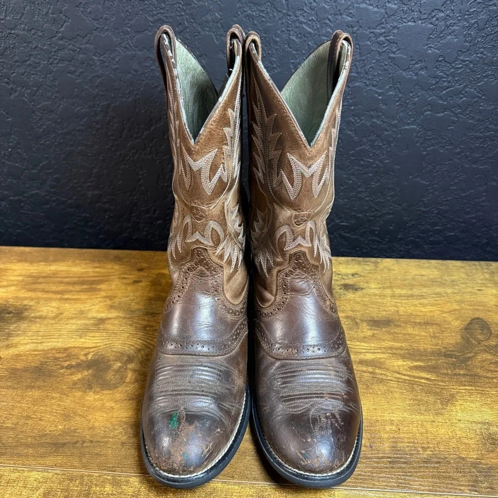 Ariat Heritage Western 29427 Brown‎ Leather Cowboy Boots Womens 6.5B